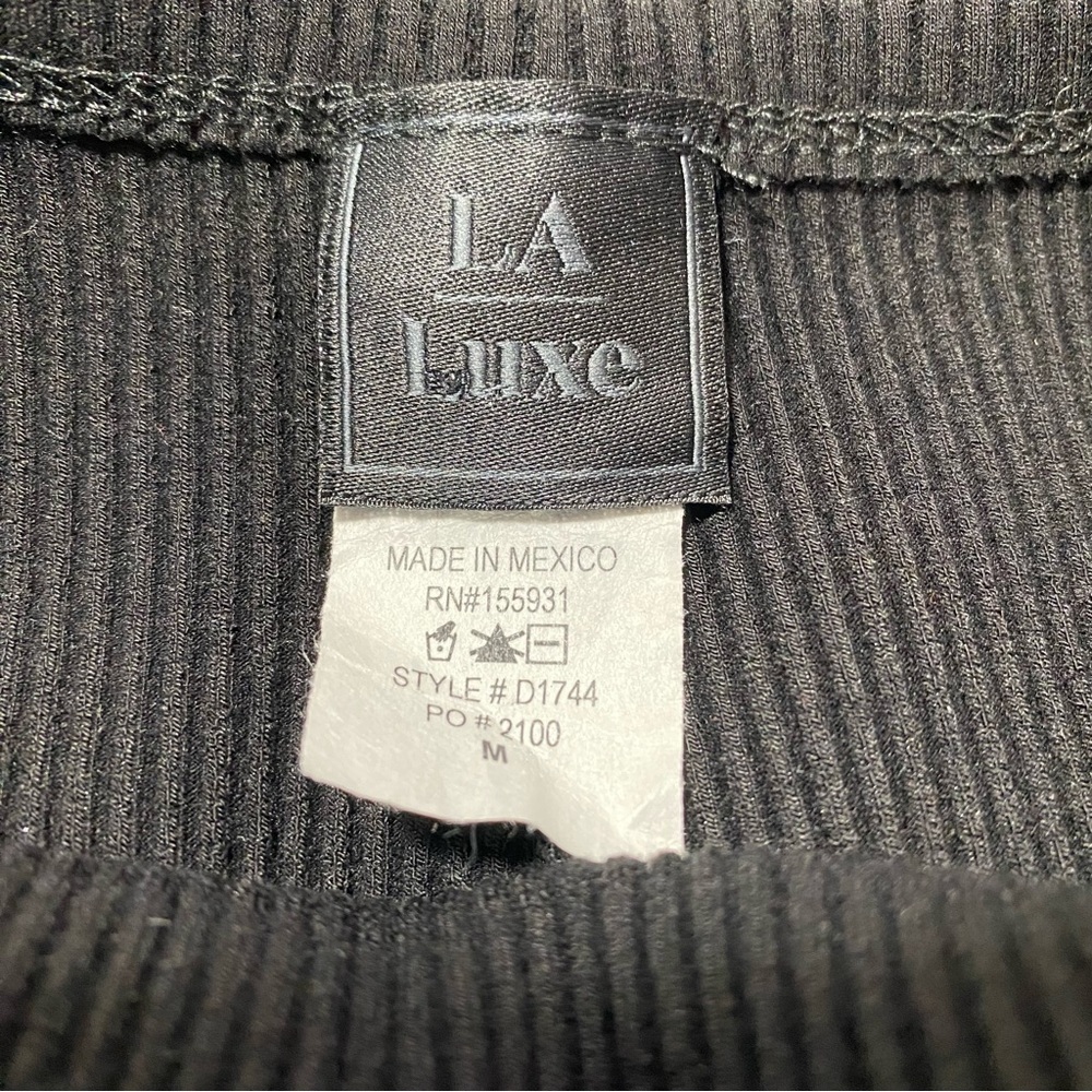 LA Luxe Backless Ribbed Black Dress Sz-Medium - Picture 4 of 6